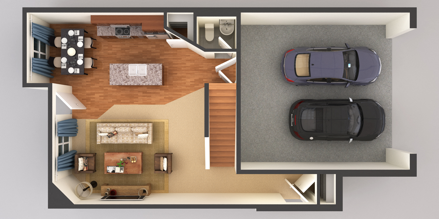 Floor plan for 3 beds, 2.5 baths, 2166 sqft